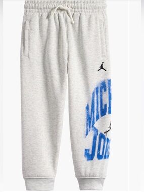 Jordan Light Gray Sweatpants with Blue Michael Jordan Graphic large ( big boys)